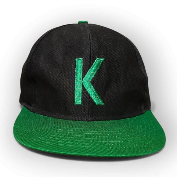 Other - Mens Black Green Embroidered Letter K Snapback Baseball Cap One Size